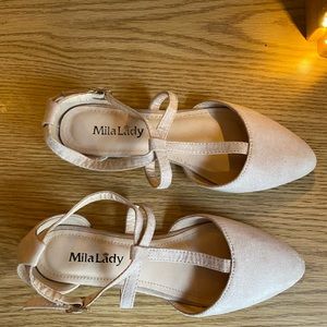 Mila Lady Laurel Womens Pointed Toe Ankle Strap T-Strap D'Orsay Dress Flats